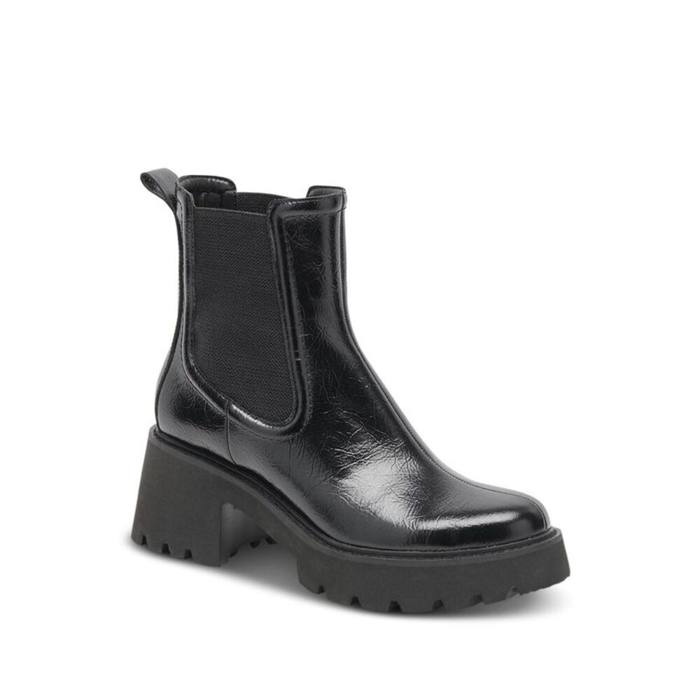 DOLCE VITA Womens Black Crinkle Patent Back Pull-Tab Hawk H2o Booties 8.5